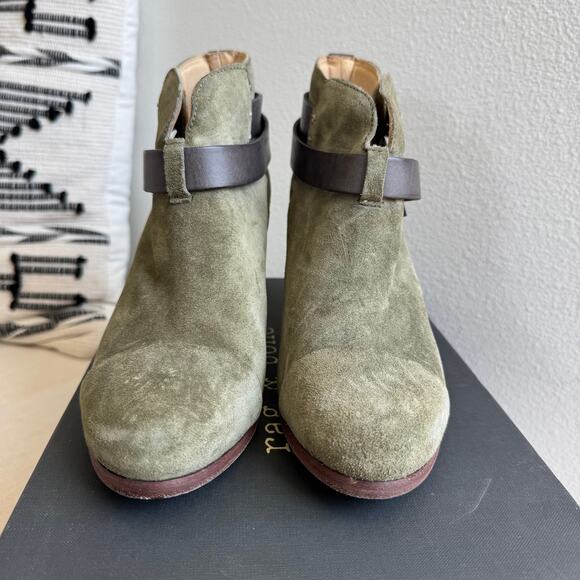 Rag & Bone Harrow Nubuck Suede Ankle Boots Block Heel Hazel EU 38.5/ 8.5 US - Picture 2 of 12